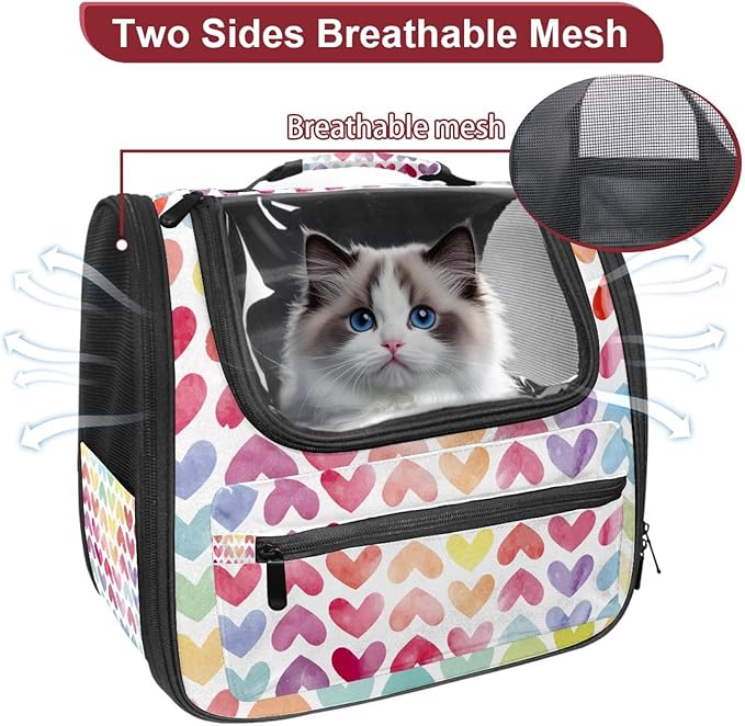 Airline Approved Soft Sided Pet Carrier, Watercolor Colorful Rainbow Love Pet Travel Bag for Cats & Dogs, Durable, Breathable Pet Travel Bag for Airplane, Car & Train