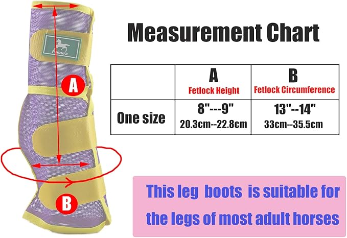Fly Boots for Horses Set of 4 – Breathable Mesh Leg Protection for Summer with Ventilated Design & All-Day Comfort （Purple，Large