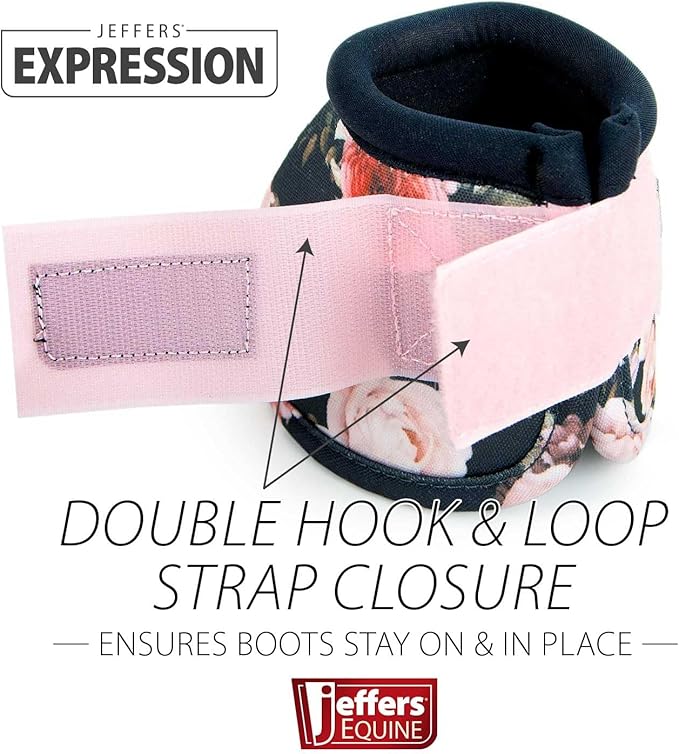 Jeffers Expression No Turn Bell Boots for Horses - Rose Garden, Medium | Shock Absorbing Hoof Protection | Secure Double Hook & Loop Closure, Perfect for Turnout, Training, & Riding - 1 Pair