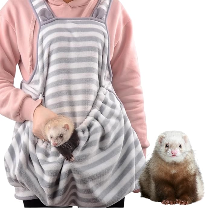 Ferret Sling Carrier Fleece Bag Soft Breathable Hands Free Shoulder Front Chest Apron Bonding Pouch Accompany Carrier for Rat Bird Hamster Rabbit Guinea Pig Rabbit (M)