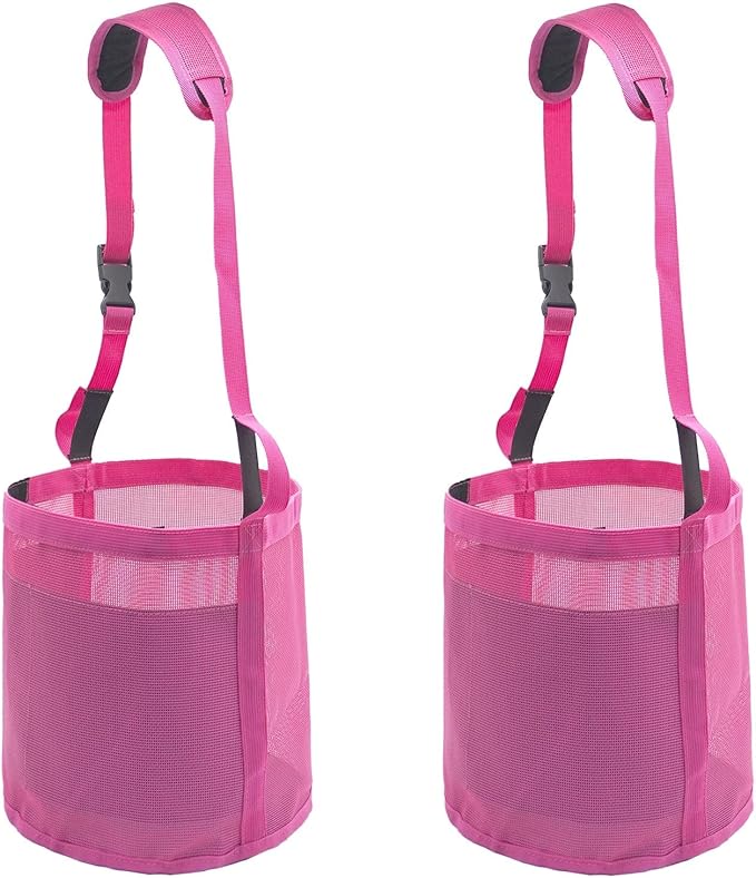 Horse Feed Bag for Grain - Heavy Duty Mesh Horse Feeder with Adjustable Strap,Comfort Neck Pad,Nose Pad Horse Muzzle Feed Bag(Medium,2pink)