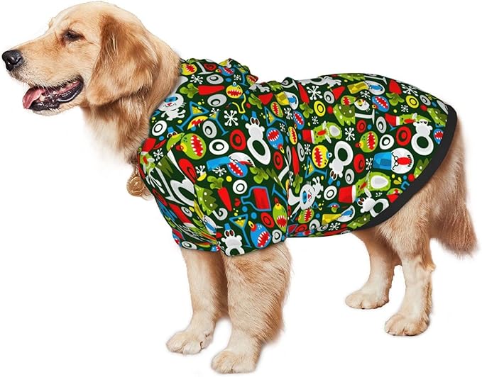 Christmas Green Monster Hoodie,Christmas Cosplay Dog Clothes with Pocket and Hat Winter Clothes Sweaters Xx-Large