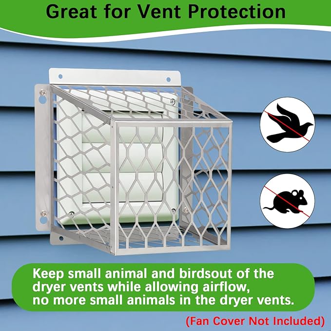 Dryer Exhaust Guard Vent Cover,Dryer Vent Bird Guard for Most 3" to 4" Fan Cover, 7"Lx7"Wx5"H Stainless Steel Ventilation Bird Cage for Bathroom Exhaust Ventilation Fan,2PCS