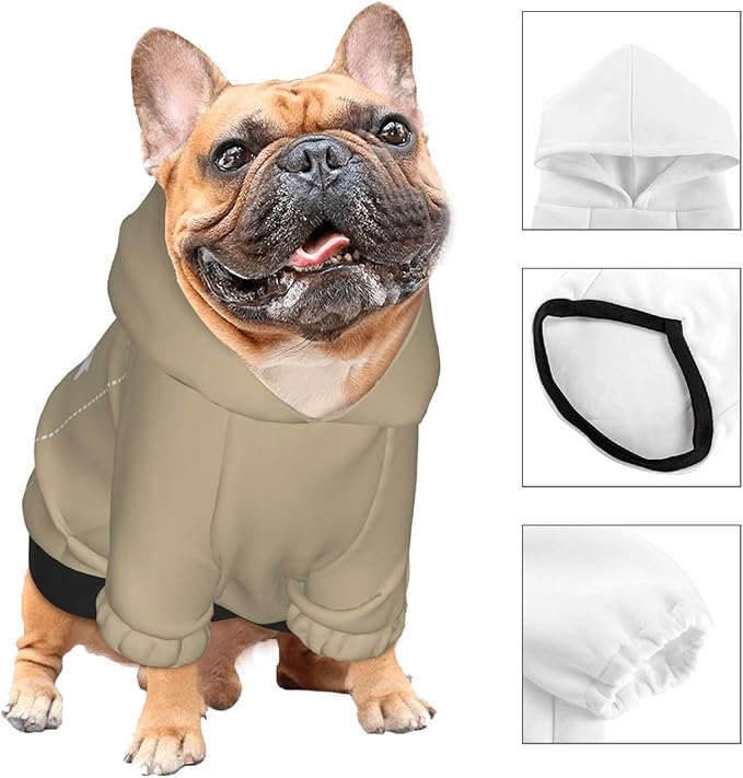 Dog Clothes, Custom Dog Hooded Sweatshirt, Personalized Pet Costume Robe Shirt with Text/Image/Club Name/Pet Shop Logo for Small Medium Large Dogs and Cats, Khaki, S