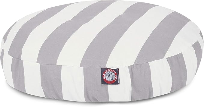 Majestic Pet Indoor Outdoor Vertical Stripe Round Pet Dog Bed with Removable Washable Cover, Gray, Large