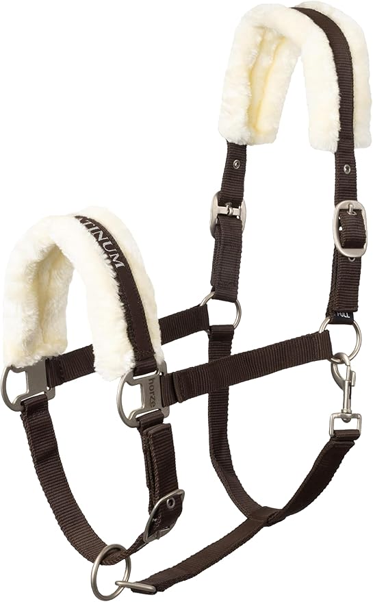 HORZE Howard Soft Fleece Padded Adjustable Polyester Horse Halter - Dark Brown - Pony