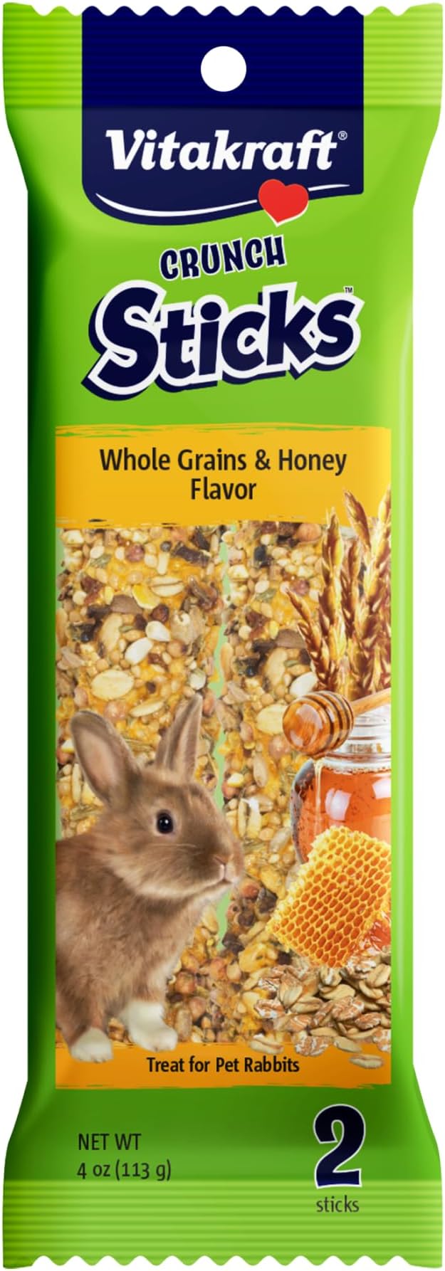 Vitakraft Rabbit Whole Grains & Honey Treat Sticks 2 Pack, 4 Ounce