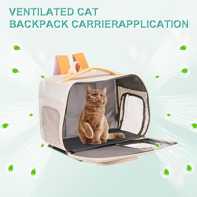 Cat Backpack Carrier, Breathable Dog Carrier Pet Supplies for Cats or Small Dogs Puppies, Intended for Hiking/Camping/Traveling (Pink, 16"x10"x12")