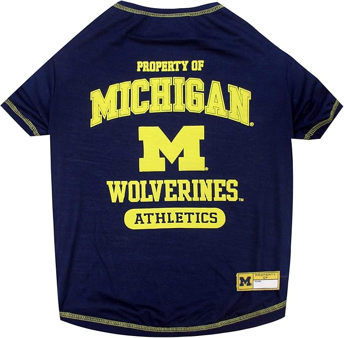 Pets First Collegiate MICHIGAN WOLVERINES Dog T-Shirt, X-Small. - Licensed Shirt for Pets Team Colored with Team Logos.- Premium Stretchable Materials for the Comfrot of your Dog & Cat.