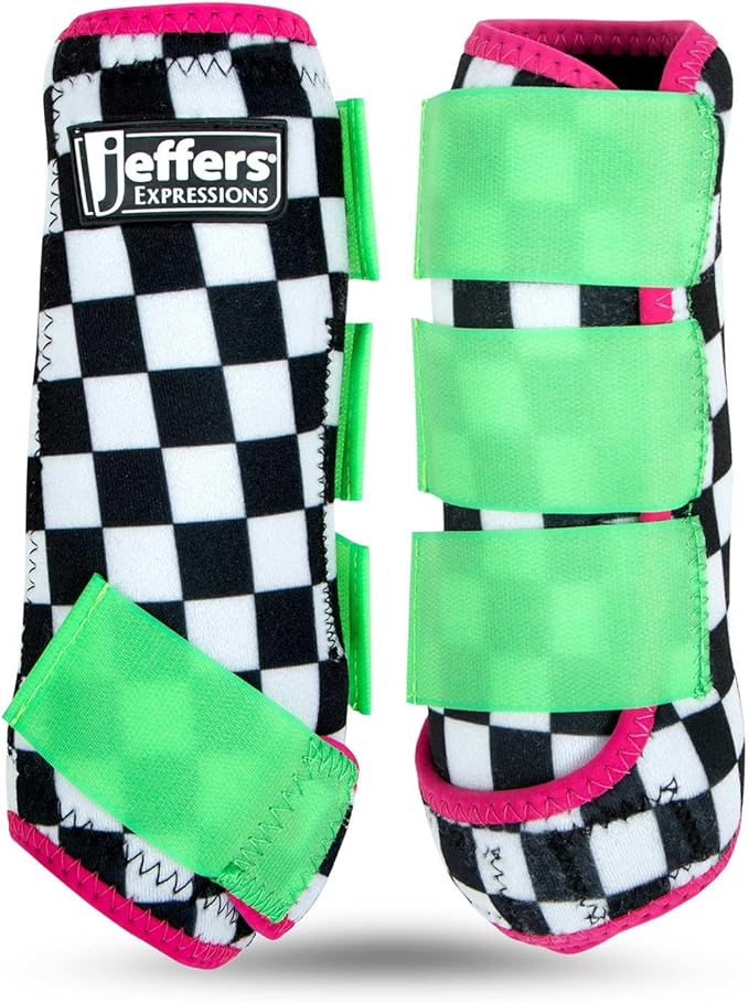 Jeffers Expression Protective Horse Boots 1 Pair, Skater Cowgirl - Safe Neoprene Leg Guards, Comfortable Fit, Durable Strap Closures, Front & Hind Support, Accessories for Travel & Riding - Small