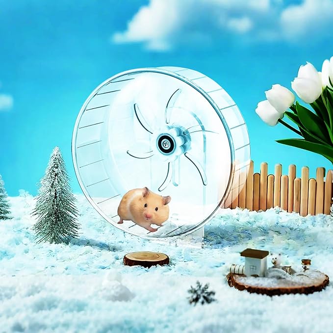 Silent Hamster Exercise Wheel - Hamster Toys Cages Accessories 7.9 Inch Running Spinner with Adjustable Stand Quite Runner for Small Animal Pet Gerbil Dwarf Syrian Hedgehog Rat Mouse Mice