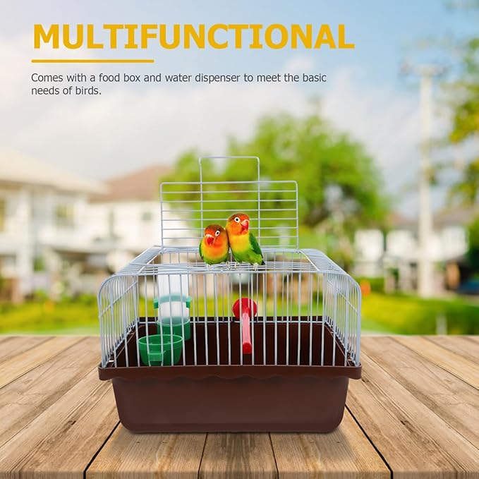 VANZACK Portable Birdcage Parrot Carrying Cage Parrot Bird Carrier Travel Portable Travel for s s for Parakeets s for Cockatiels Coffee Iron