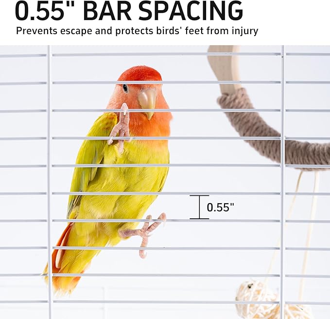 25 inch Bird Cage, Portable Travel Parrot Cage, Double-Layer Parakeet Cage, for Temporary Pet Accommodation, Trip to Vet, Short Trip, Camping, Black & White