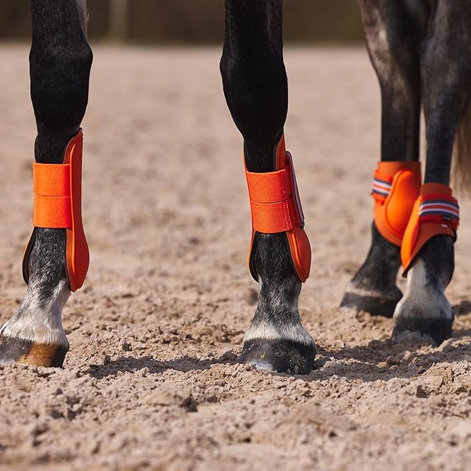 HORZE Adepto Open Front Tendon Boots | Durable Shell with Neoprene Lining - Coral Gold - Pony