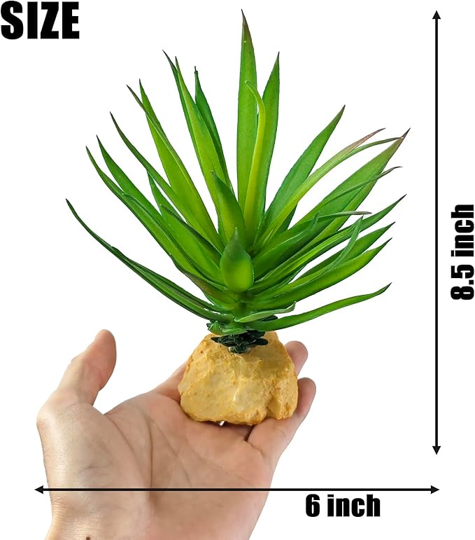 Woyrise Reptile Plants Succulent, Artificial Desert Plant for Terrarium Decor, Bearded Dragon Tank Accessories fit Gecko Lizard Chameleon Ball Python Snake - Agave Sisalana
