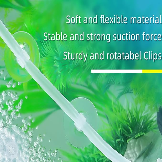 AQUANEAT Aquarium Suction Cups, for Fish Tank Airline Tubing, with Clips 3/16" air Hose Holder, 24pcs (Clear)