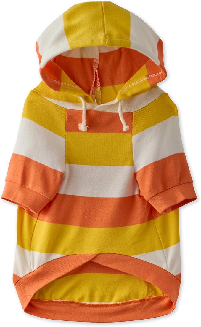 Rocky – The Orginal Lightweight Hooded TEE 100% Organic Cotton Dog Hoodie Pet Coat Sweater for Small, Medium, Large Dogs, Candy Corn, XX-Small