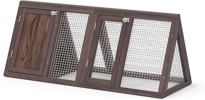 GOJOOASIS Chicken Coop for 2 Chickens Small Rabbit Hutch Quail Coop Wooden Bunny Cages Outdoor Chicken House w/Ventilating Wire (Carbonized Wood)