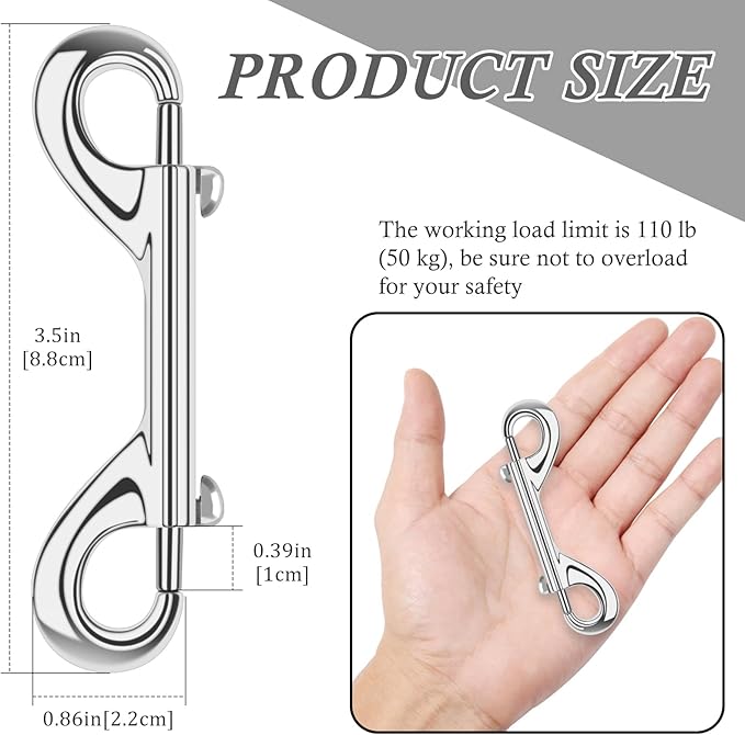 ERKOON 15 Pack Heavy Duty Snap Hooks Double Sided Clips for Hanging Horse Tack Sling Feed Buckets Dog Leash Collar Key Chain Zinc Alloy Metal Snaps Clip(3-1/2 Inch)
