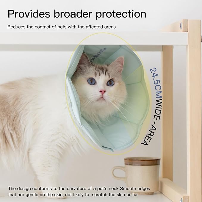 Touchdog Foldable Dog Cone Collar for Cats & Dogs - Adjustable Soft Recovery Collar with Waterproof PU Coating, Lightweight Design, 24.5cm/9.6in Wide Barrier (Blue, XS)
