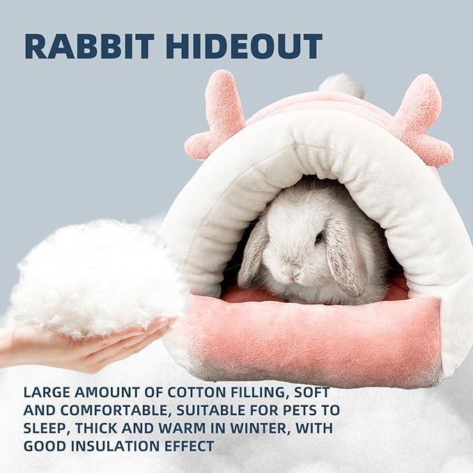 Guinea Pig Hideout, Warm Bed for Guinea Pig,Rabbits, Chinchillas, Cozy Small Animal Winter Shelter (Pink, Small)