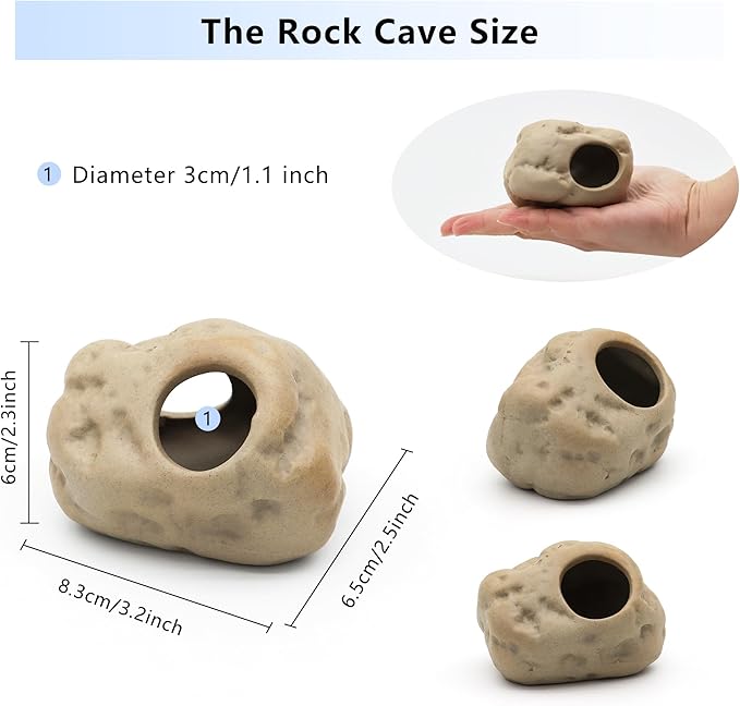 Aquarium Decorations Stackable Ceramic Cave Betta Fish Tank Accessories Rock Cave Decor 8-Piece Set