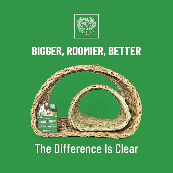 Small Pet Select - Jumbo - Tiny Paws Seagrass Tunnel for Rabbits, Guinea Pigs, and Other Small Animals
