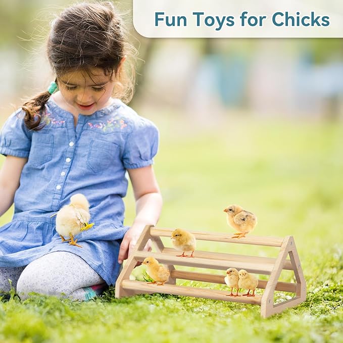 PETSFIT Chick Perch Prevent Rotation Design, Strong Wooden Roosting Bar, Easy to Assemble and Clean, Fun Toys for Chick