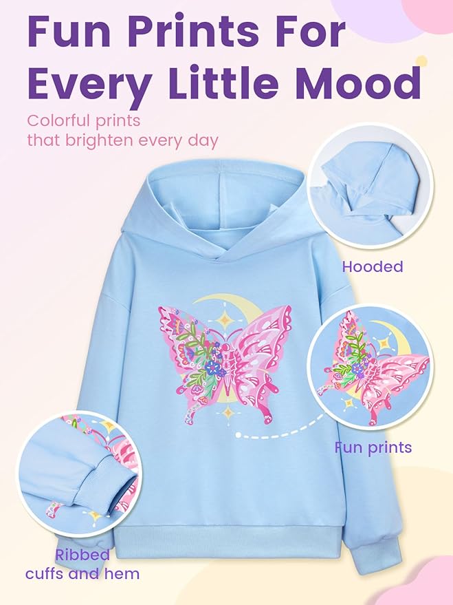 WELAKEN Sweatshirts for Girls Toddler & Kids II Little Girl's Pullover Tops Sweaters & Hoodies
