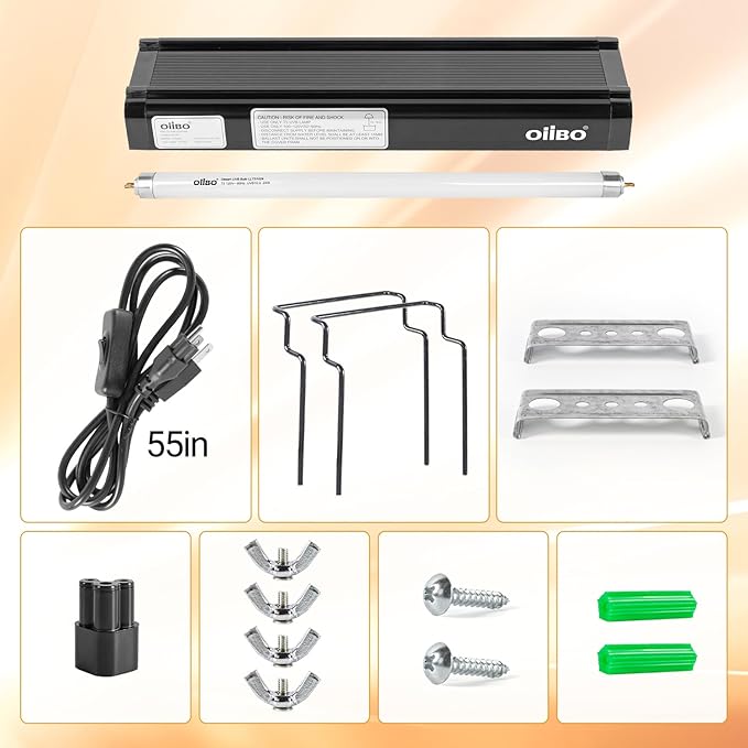 Oiibo T5 HO Reptile Light Fixture UVB Lighting Combo Kit, Reptiles Terrarium Lamp Hood Light Fixture Include UVB 10.0 Desert Reptile Light for Bearded Dragon Gecko Lizard (8W)