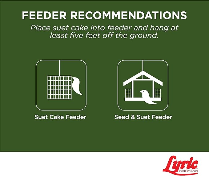 Lyric Peanut Pieces High Energy Suet Cakes for Wild Birds, 12 oz. (12 Pack)
