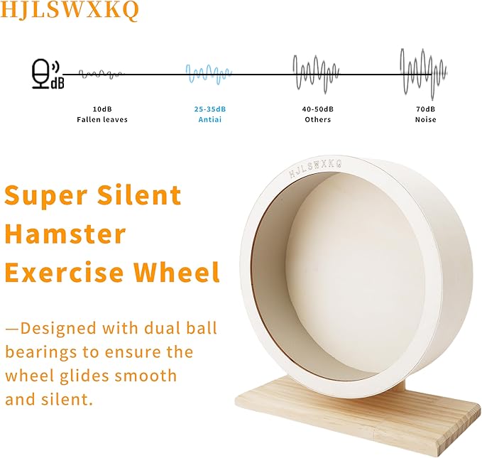 6.6in Hamster Silent Exercise Wheel – Wooden Hamster Wheel with Removable Washable Track, Quiet Wheel for Gerbils, Mice, Small Pets – Prevents Boredom Depression (6.6in)
