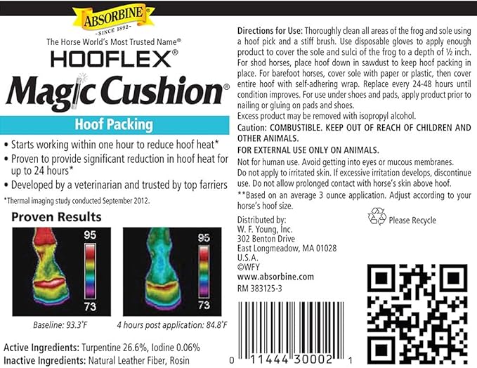 Absorbine Hooflex Magic Cushion, Veterinary Formulated Fast-Acting Relief, Reduce Hoof Heat for up to 24 Hours, 8 lb Tub