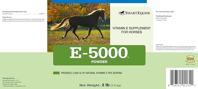 E5000 Powder | Vitamin E for Horses | Antioxidant Support with Horse Vitamin E Supplement | Concentrated for Optimal Muscle & Wellness Support | 2 lb