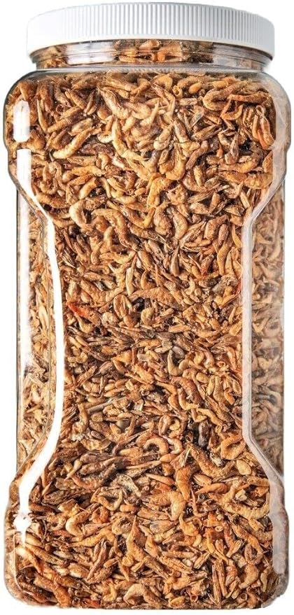Aquatic Foods Inc. Red Shrimp - Freeze Dried 3/8" to 1/2" Red River Shrimp for All Tropical Fish, Marine Fish, Lg Cichlids, Koi & Pond Fish, Turtles, Reptiles, Rodents…3oz Small Jar