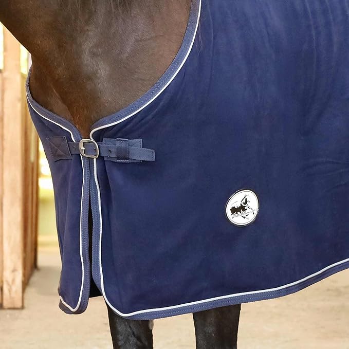 Jeffers Equine Elite Fleece Horse Cooler Blanket, 84 Inch – Soft, Adjustable Fit, Lightweight, Easy Care, Moisture Wicking Cooling Sheet with Surcingle for Post Exercise, Travel for Horses – Navy