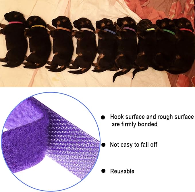 30 Pcs Puppy ID Collar Whelping Newborn Pet Collars Double-Sided Soft Adjustable Identification Collar ID Bands for Newborn Pet Dog Cat 15 Colors