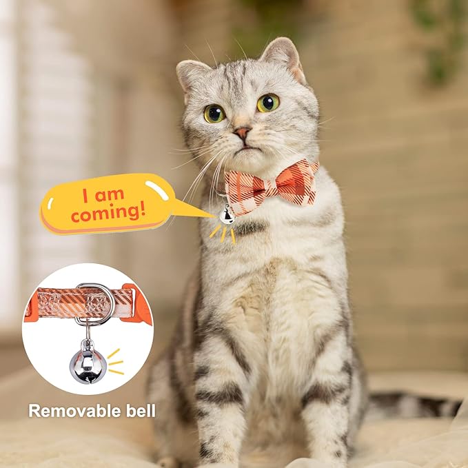 Breakaway Cat Collars with Bell & Cute Pendants - 3 Pack Adjustable Safety Kitten Collars - Decoration for Girl Boy Cats Puppy and Small Pets (Style C - Fall)