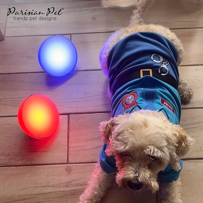 Parisian Pet Sleeved Cop Costume - Embroidered Police Dog Shirt - Blue Cotton & Polyester Sleeved Cop Costume for Large Dogs