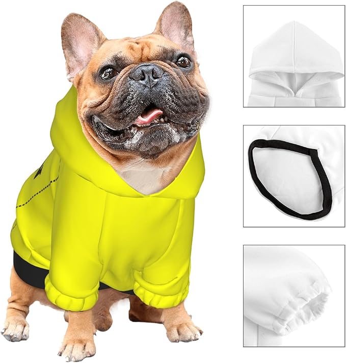 Personalized Chihuahua Dog Hoodie, Custom Pet Warm Sweatshirt Costume with Name Number Photo, Customize ID Clothes for Pupppy Kitten Dogs Cats, Yellow, XS