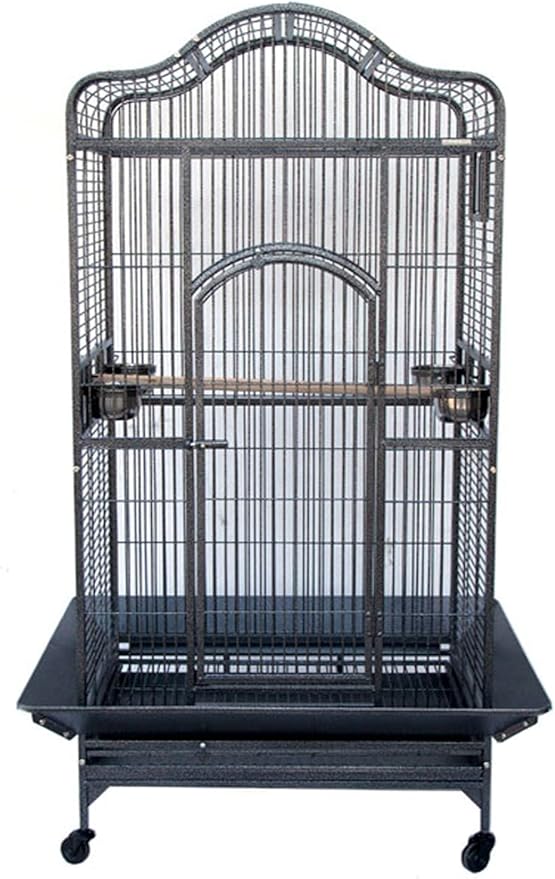 Extra Large Wrought Iron Open/Close Play Top Bird Parrot Cage, Include Metal Seed Guard Solid Metal Feeder Nest Doors Overall Dimensions: 35.25" Wx29.5 Lx62 H(with Seed Skirt)