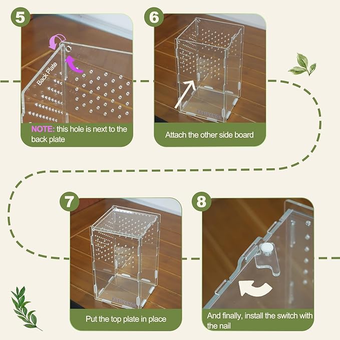 Small Acrylic Terrarium 4.7x4.7x7.8 inch, Transparent Reptile Enclosure Habitat with Ventilation, Mini Tank for Small Hermit Crab, Juvenile Gecko, Baby Lizard, Praying Mantis, Critters, Bugs & Insects