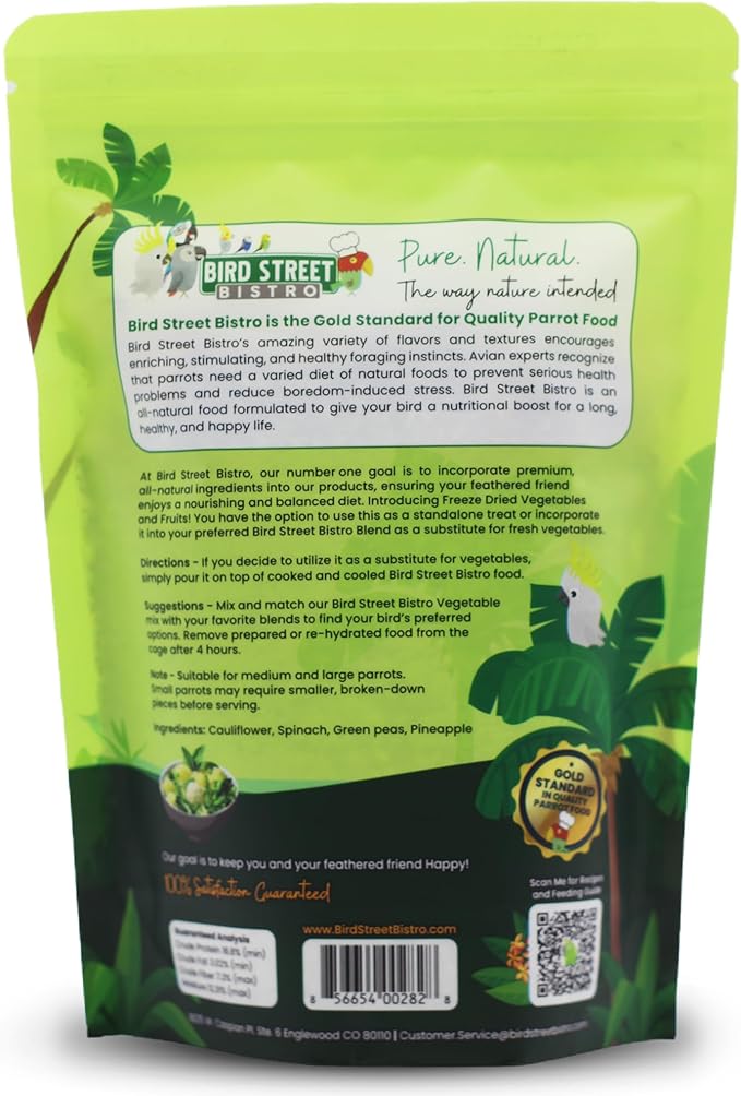 Bird Street Bistro Parrot Food - Parakeet & Cockatiel Food - Cooks in 3-15 min with Natural & Organic Grains, Legumes, Non-GMO Fruits, Vegetables & Health Spices