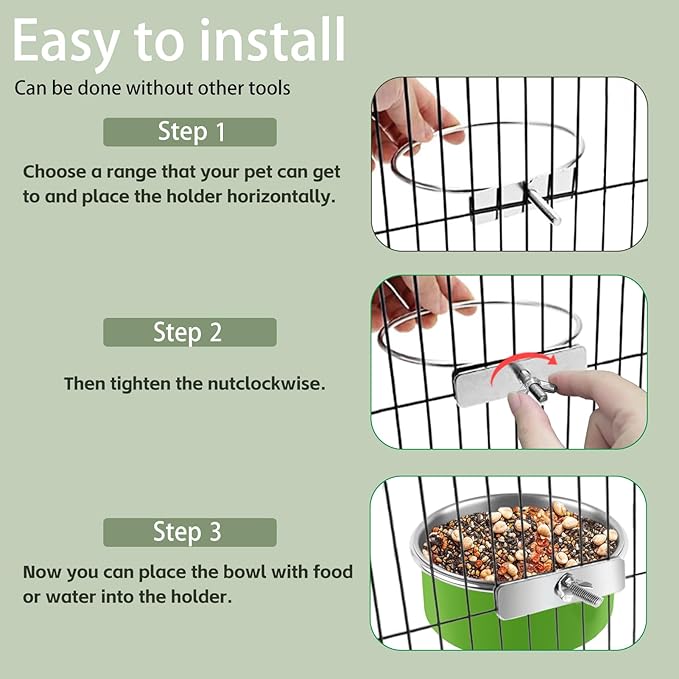 4 Pcs Stainless Steel Bird Bowls, Small Bird Food Dishes for Cage, Parrot Cage Feeder with Clamp Holder for Parakeet/Cockatiels/Conure/Budgies/Ferret/Small Animal