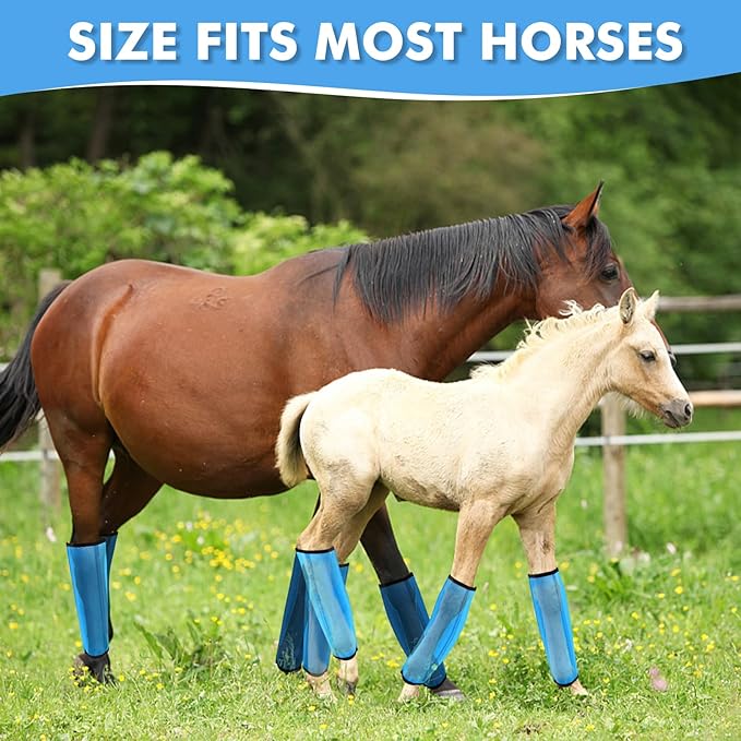 4 Sets Fly Boots Loose Fitting & Non-Slip Horse Fly Leggings No More Horsefly Nuisance Greatly Reduce Stomping Breathable with Natural Air Flow