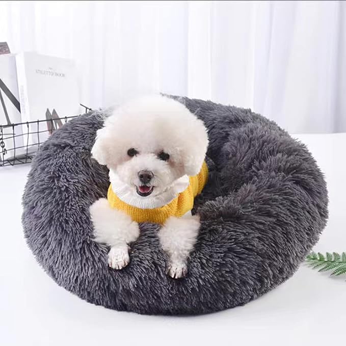 Nisrada Dog Bed for Small Medium Large Dogs, 20 inch Calming , Washable-Round Cozy Soft Pet Bed for Puppy and Kitten with Slip-Resistant Bottom