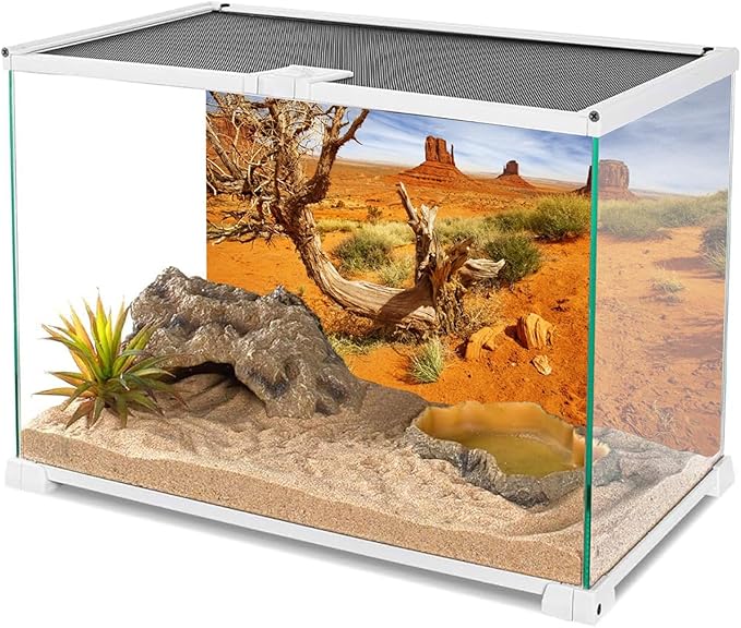 AWERT 36x20 inches Reptile Habitat Background Orange Desert Terrarium Background Durable Polyester Background