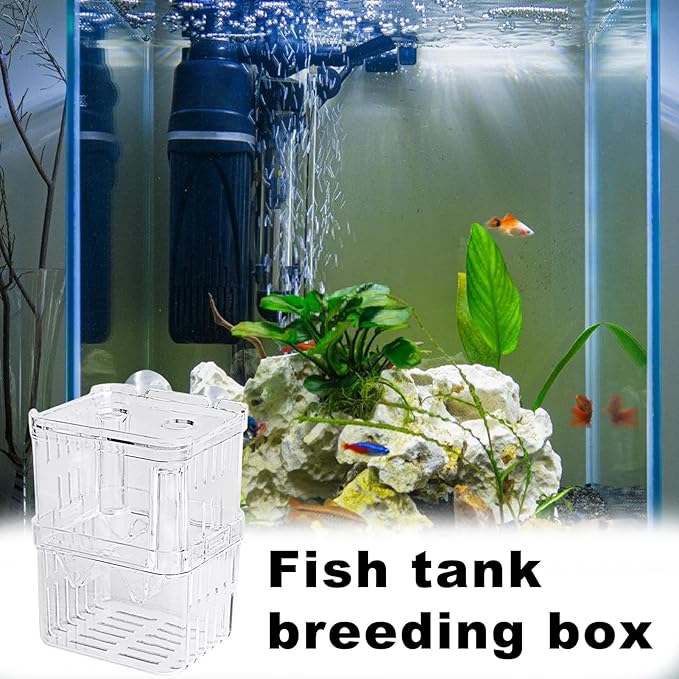 Breeder Box Fish, Acrylic White Breeder Isolation Divider Hatching Boxes, Fish Breeding Box, Hatchery Incubator Tank, Acrylic Fish Incubator Tank Divider for Baby Fish Betta Guppy Safe Acclimation