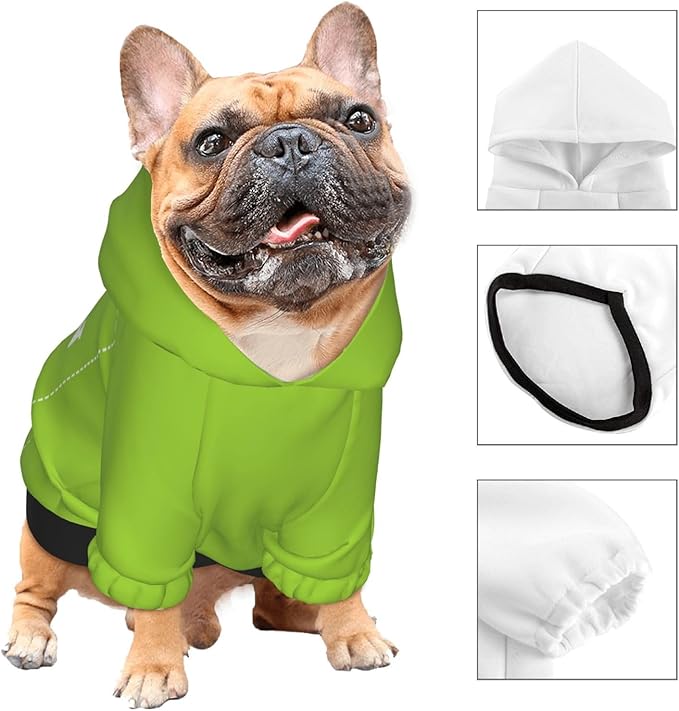 Dog Clothes, Custom Dog Hooded Sweatshirt, Personalized Pet Costume Robe Shirt with Text/Image/Club Name/Pet Shop Logo for Small Medium Large Dogs and Cats, GrassGreen, S