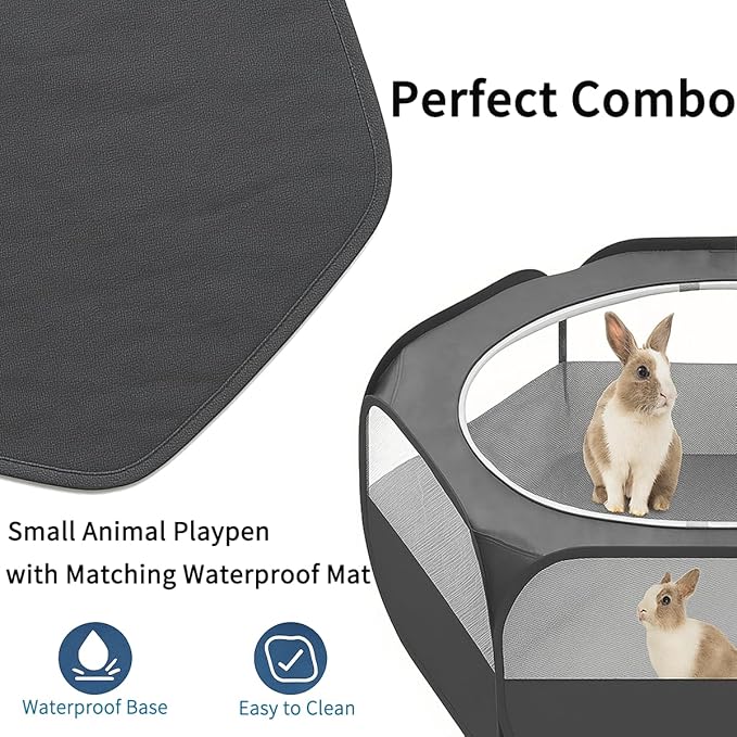 Amakunft 2 in 1 Small Animals Playpen with Pad Mat Rabbit Pop Up playpen Tent Portable Chick Brooder Box Indoor for Guinea Pig/Ferret/Chinchilla/Bearded Dragon/Kitten